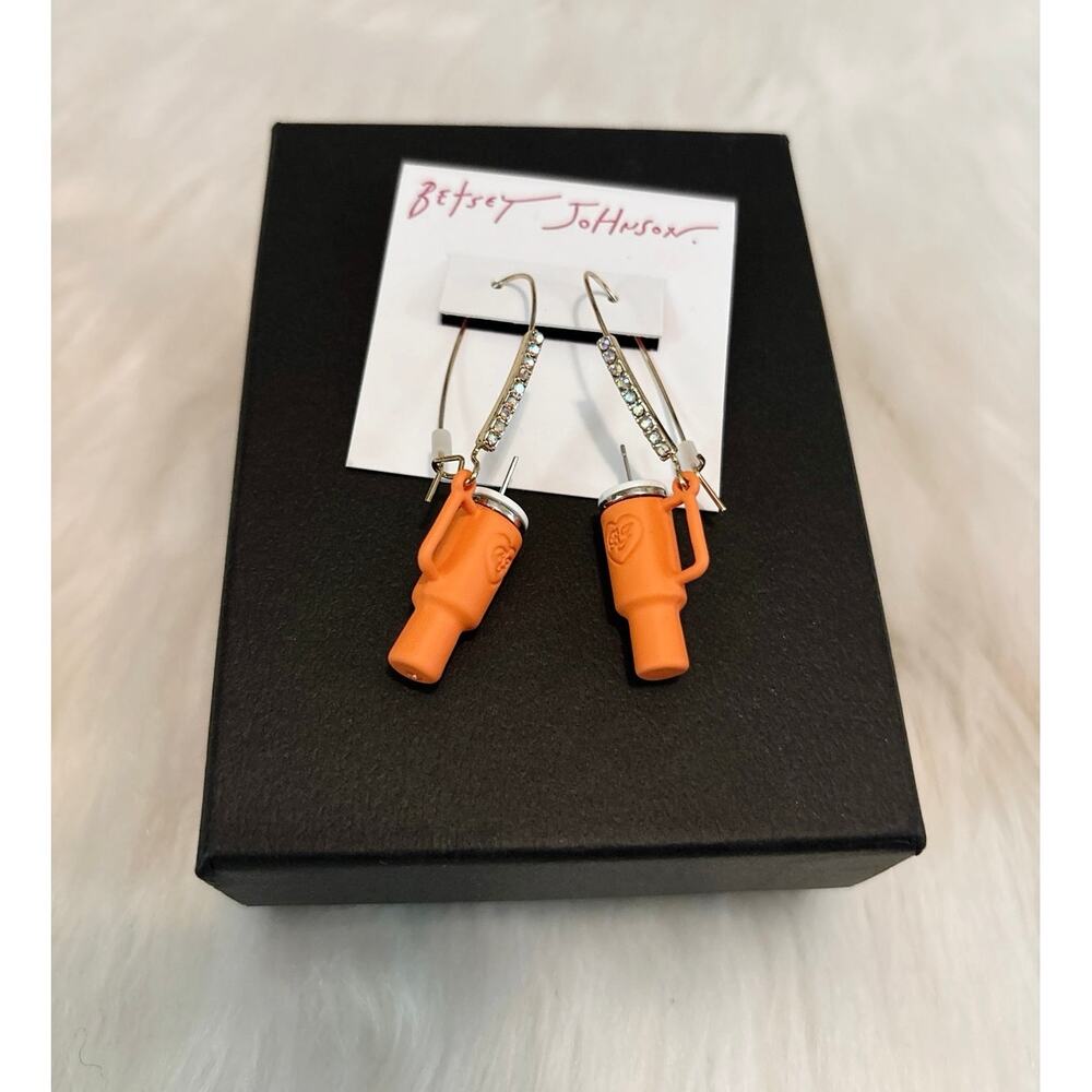 Betsey Johnson NWT Fall Stanley Mug Inspired Earrings